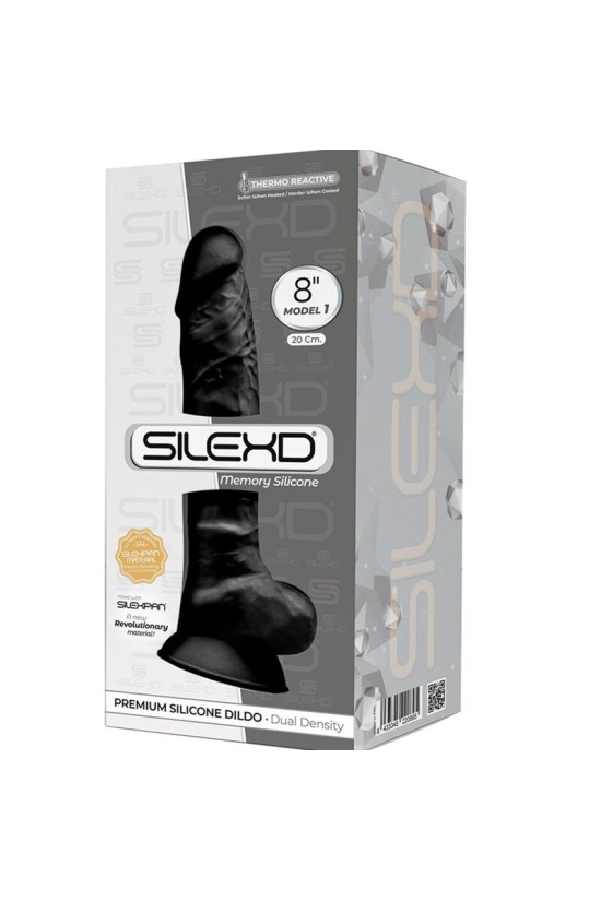 SILEXD - MODELLO 1 PENE REALISTICO PREMIUM SILEXPAN SILICONE NERO 20 CM
