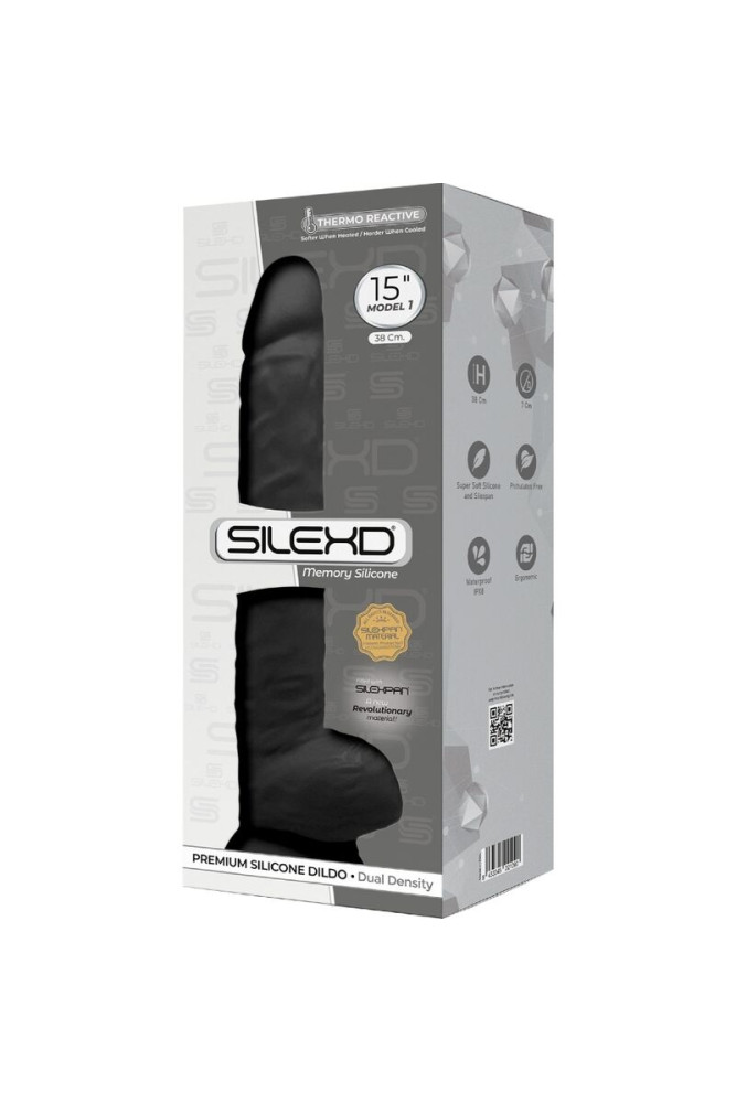 SILEXD - MODELLO 1 PENE REALISTICO PREMIUM SILEXPAN SILICONE NERO 38 CM