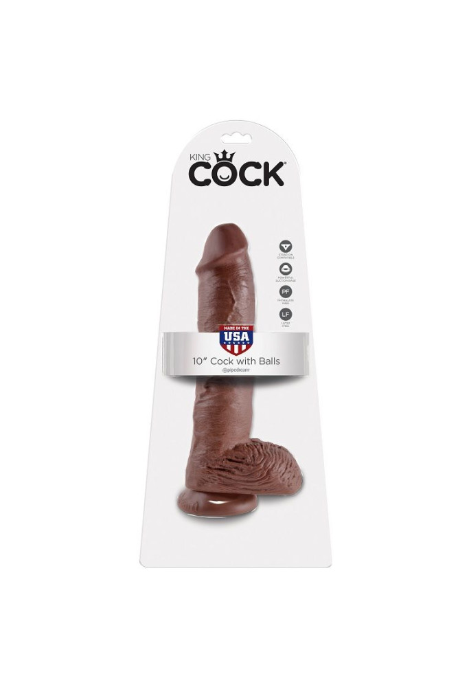 KING COCK - 10 DILDO MARRONE CON SFERE 25.4 CM