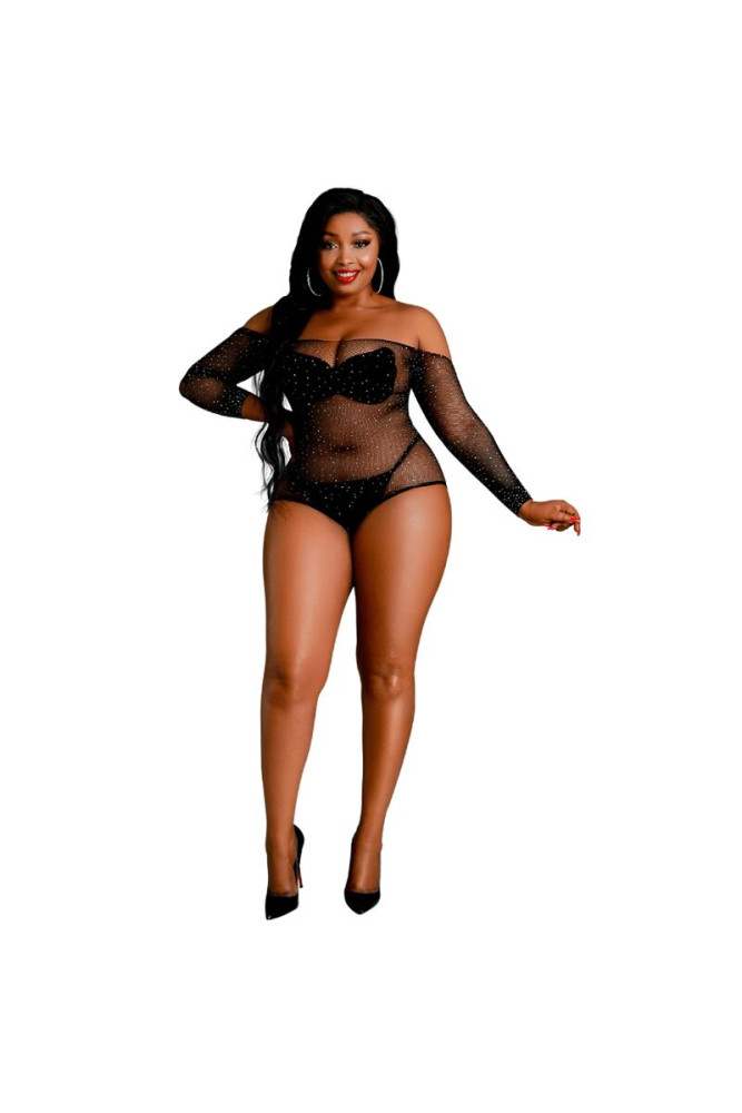 MOONLIGHT - BODY MANICA LUNGA MODELLO 9 NERO LUCIDO TAGLIA PLUS