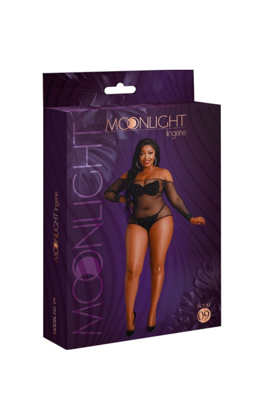 MOONLIGHT - BODY MANICA LUNGA MODELLO 9 NERO LUCIDO TAGLIA PLUS