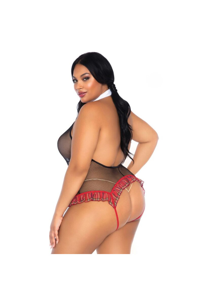 LEG AVENUE - SCHOOLGIRL CROTHLESS FITNESS TEDDY PLUS TAGLIA