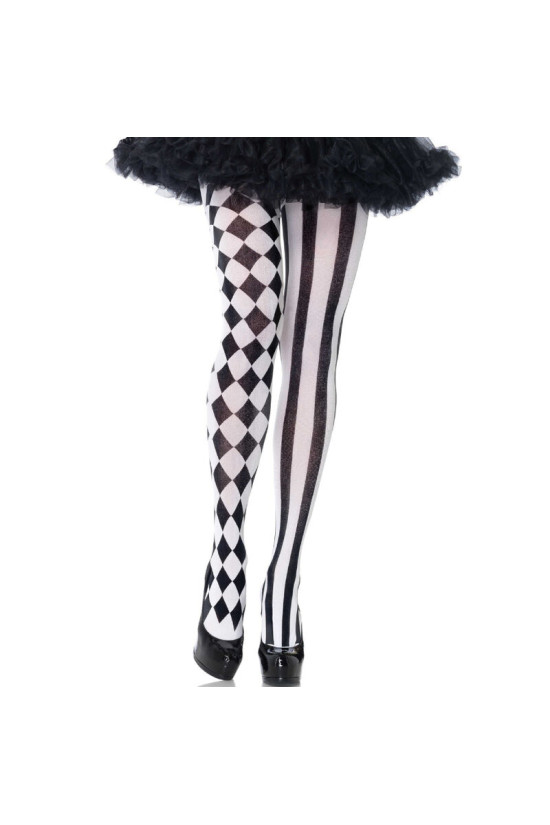 LEG AVENUE - COLLANT ARLECCHINO NERO/BIANCO