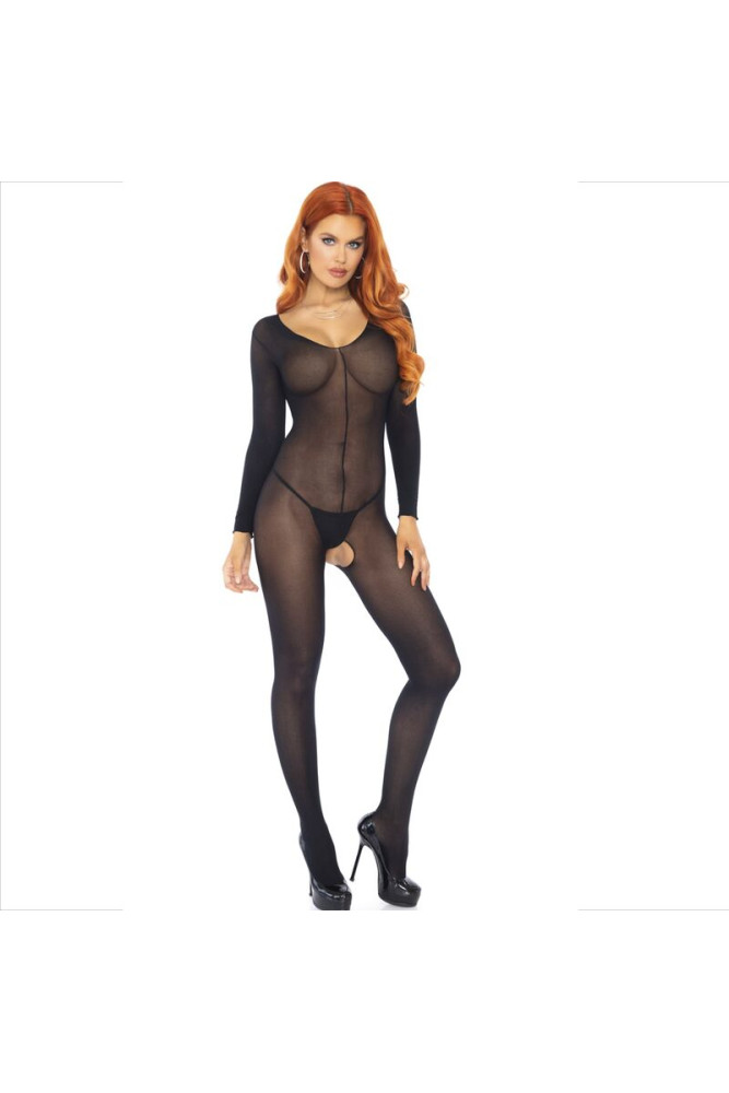 LEG AVENUE - BODYSTOCKING MANICA LUNGA NERO