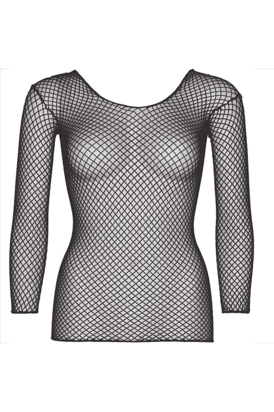 LEG AVENUE - T-SHIRT A RETE MANICHE LUNGHE NERA