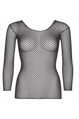 LEG AVENUE - T-SHIRT A RETE MANICHE LUNGHE NERA