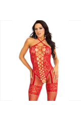 LEG AVENUE - BODYSTOCKING CAVEZZA COLLO ROSSO CUORI ROSSI