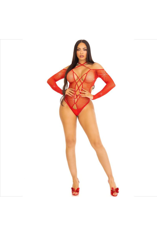 LEG AVENUE - BODY CROTHLESS CON ROSSO LUCIDO