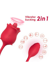 ARMONY - STIMOLATORE E VIBRATORE ROSA 2 IN 1 CON ASPIRAZIONE E CODA ROSSA 10 MODALITÀ