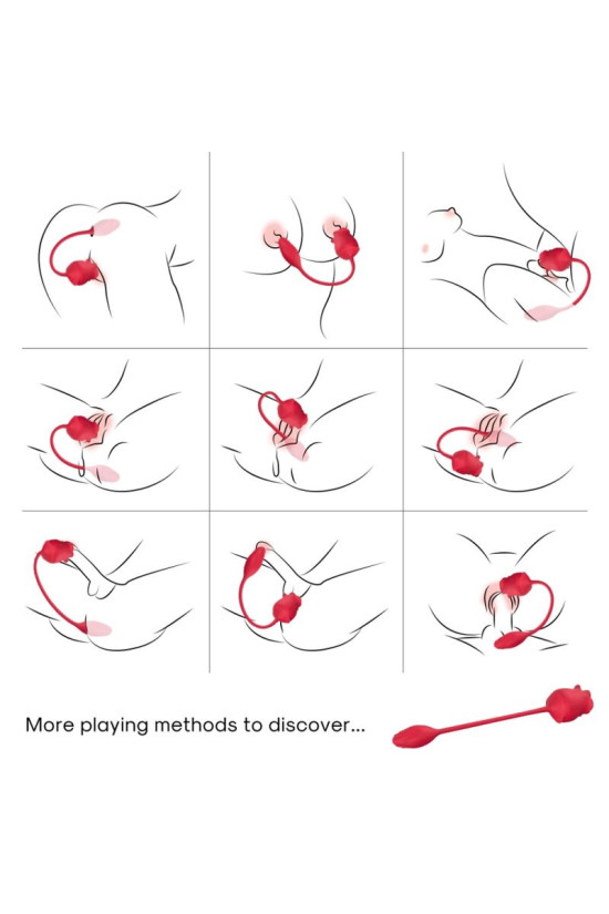 ARMONY - STIMOLATORE E VIBRATORE ROSA 2 IN 1 CON ASPIRAZIONE E CODA ROSSA 10 MODALITÀ