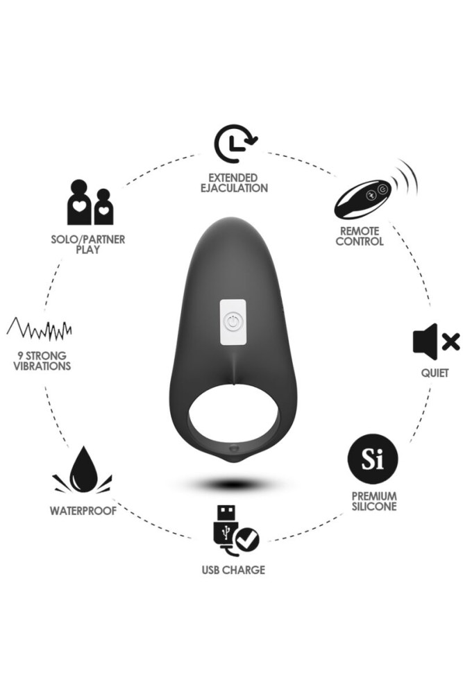 ARMONY - ANELLO VIBRATORE SHARK PER TELECOMANDO DI COPPIA NERO