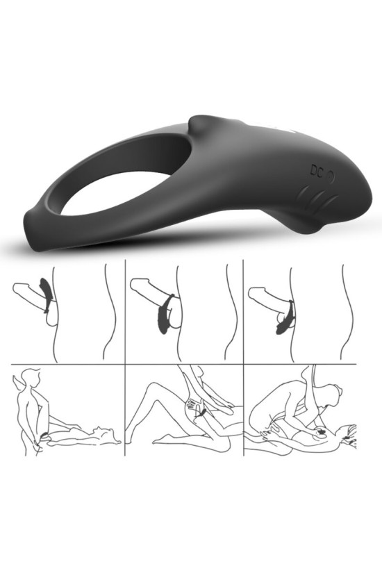 ARMONY - ANELLO VIBRATORE SHARK PER TELECOMANDO DI COPPIA NERO