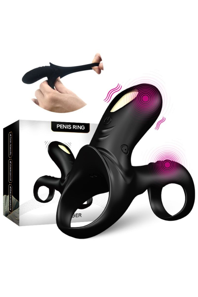 ARMONY - ANELLO VIBRATORE DOPPIO RANGER PER COPPIA NERO