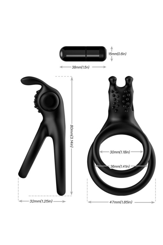 ARMONY - ANELLO VIBRATORE DOPPIO TRAVELLER PER COPPIA RABBIT BLACK