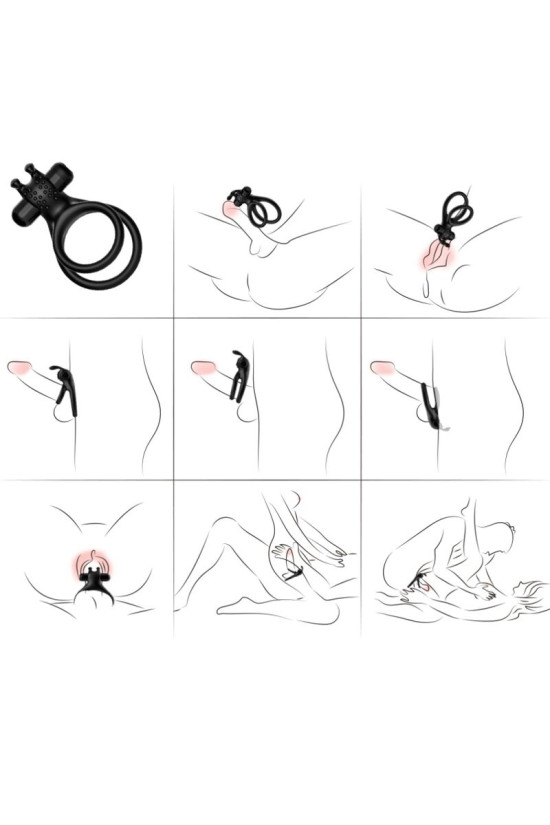 ARMONY - ANELLO VIBRATORE DOPPIO TRAVELLER PER COPPIA RABBIT BLACK