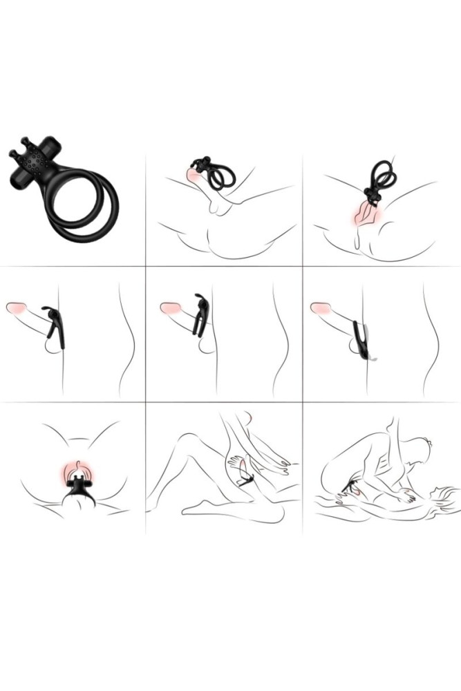 ARMONY - ANELLO VIBRATORE DOPPIO TRAVELLER PER COPPIA RABBIT BLACK