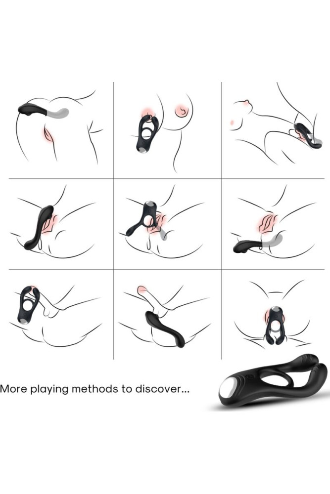 ARMONY - ANELLO VIBRATORE DOPPIO VEYRON GIOCATTOLO PER COPPIA NERO