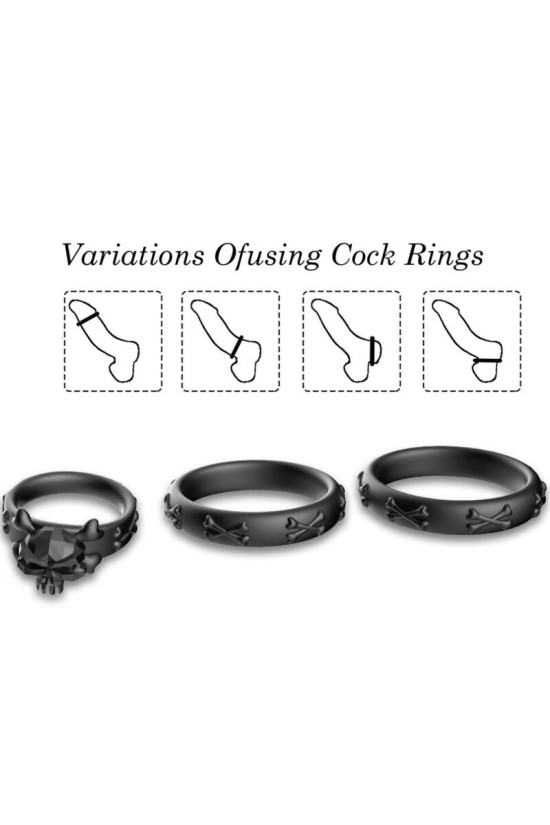 ARMONY - ANELLI CALAVERA SILICONE NERO