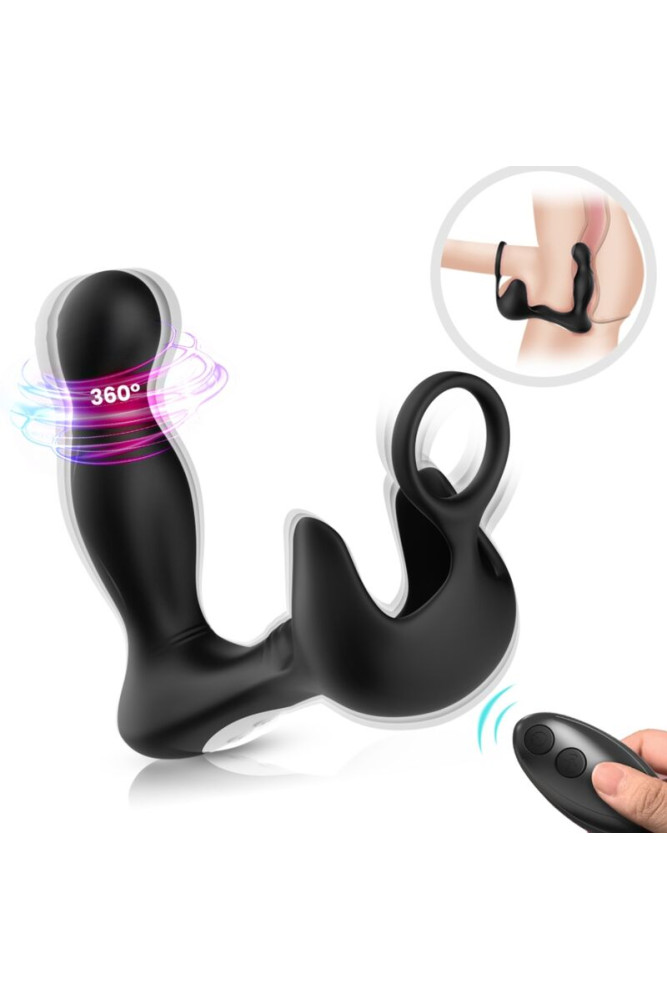 ARMONY - VIBRATORE SURROUND ANALE E STIMOLATORE TESTICOLO E ANELLO TELECOMANDO NERO