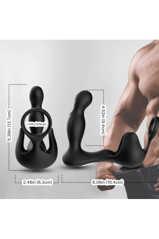 ARMONY - VIBRATORE SURROUND ANALE E STIMOLATORE TESTICOLO E ANELLO TELECOMANDO NERO