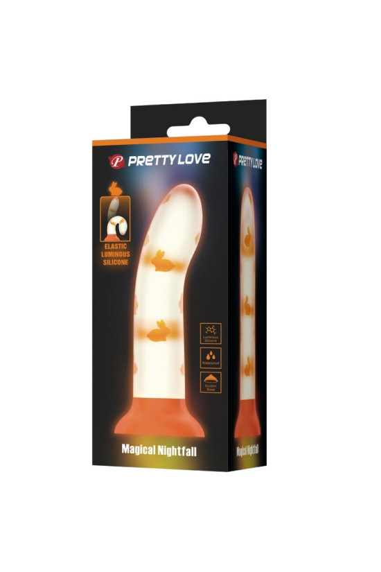 PRETTY LOVE - DILDO MAGICO NIGHTFALL SENZA VIBRAZIONI ARANCIO LUMINOSO
