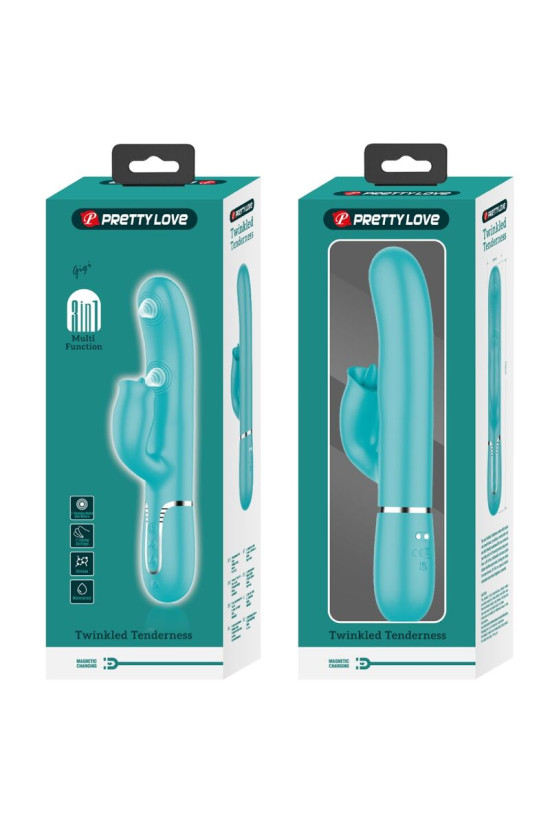 PRETTY LOVE - VIBRATORE CONIGLIO CON LECCATURA VERDE ACQUA