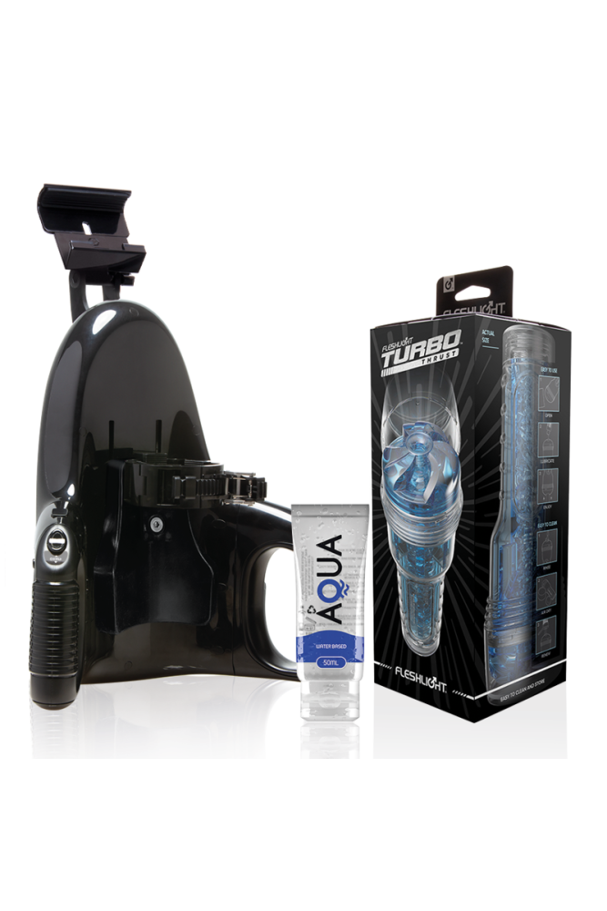 FLESHLIGHT - TURBO THRUST BLUE ICE + LANCIO UNIVERSALE + LUBRIFICANTE DI QUALITÀ AQUA 50 ML