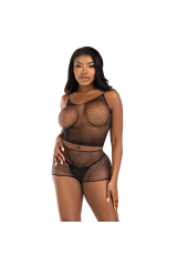 LEG AVENUE - SET T-SHIRT E PANTALONI A RETE NERO