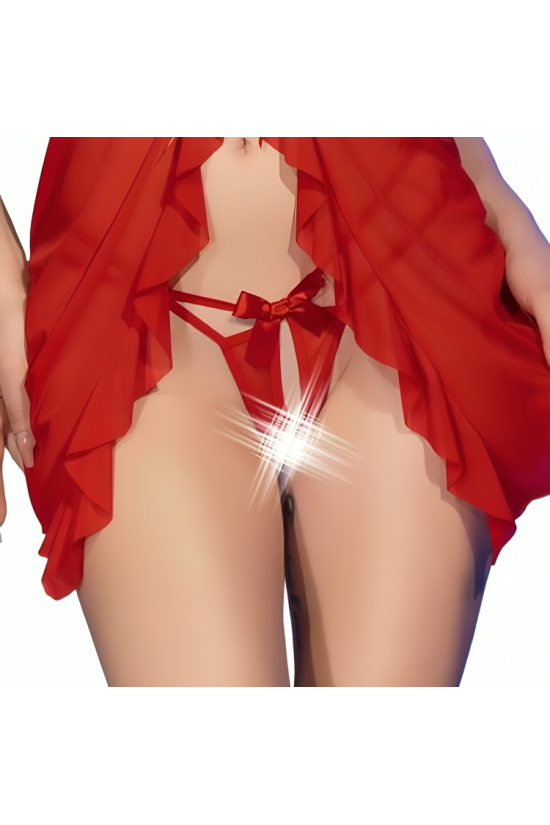 CHILIROSE - CR 4696 BABYDOLL E PERIZOMA ROSSO S/M