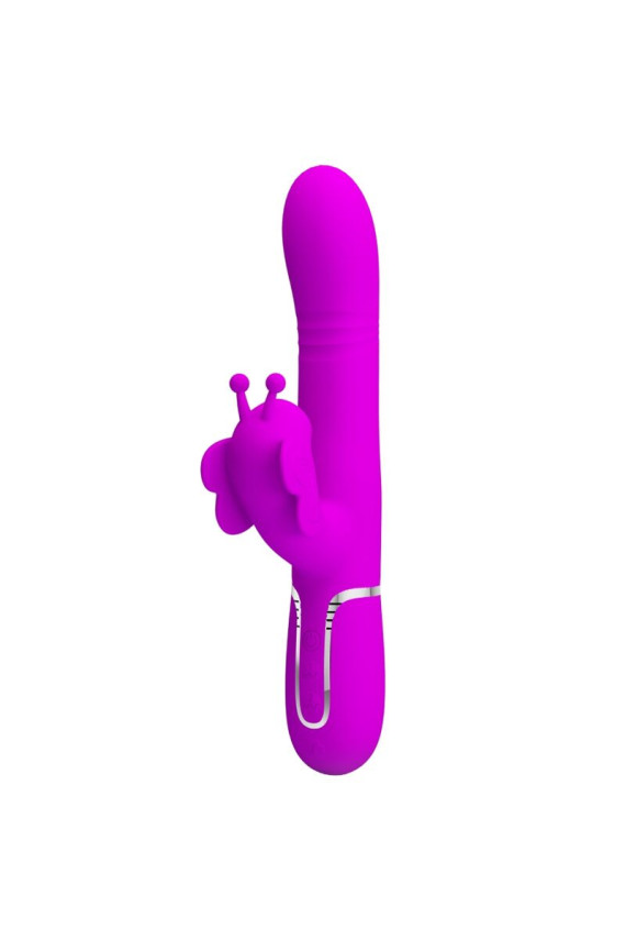 PRETTY LOVE - VIBRATORE MULTIFUNZIONE RABBIT 4 IN 1 FARFALLA FUCSIA