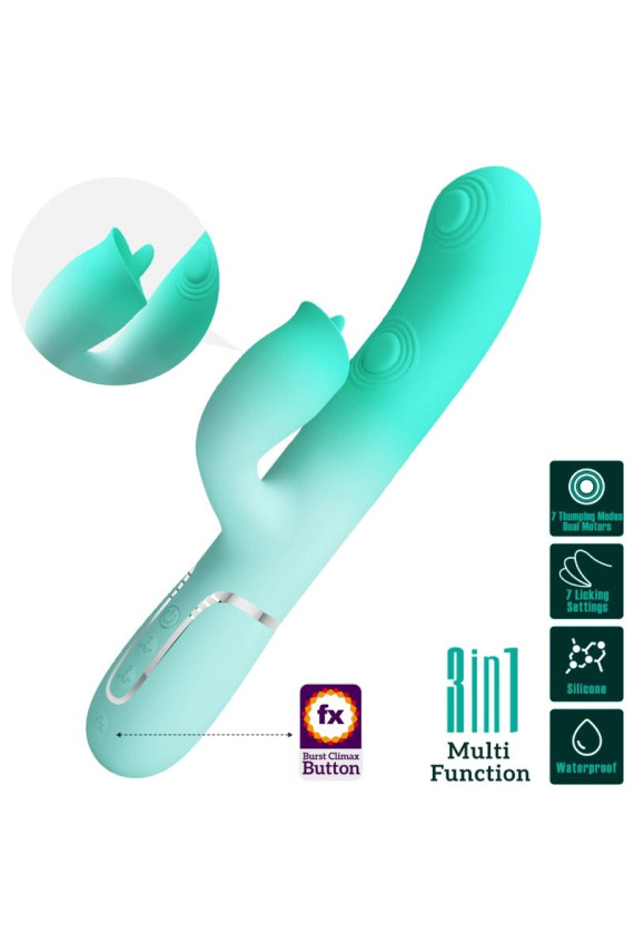 PRETTY LOVE - VIBRATORE MULTIFUNZIONE CONIGLIO GIGI VERDE ACQUA