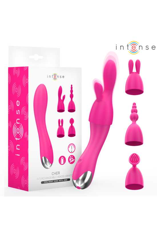 INTENSE - VIBRATORE CHER CON 20 MODALITÀ E TESTINE INTERCAMBIABILI