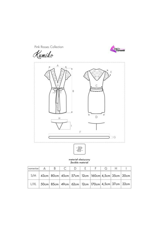 LIVCO CORSETTI FASHION - KUMIKO LC 90428 VESTAGLIA + PANTY NERO S/M