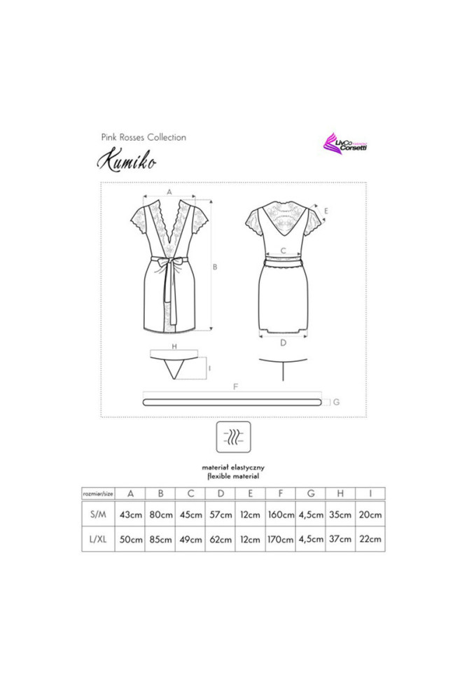 LIVCO CORSETTI FASHION - KUMIKO LC 90428 VESTAGLIA + PANTY NERO S/M