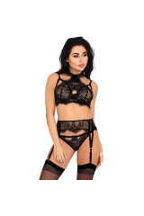 LIVCO CORSETTI FASHION - MAJALESA LC 90526 REGGISENO + REGGISENO + SLIP NERO