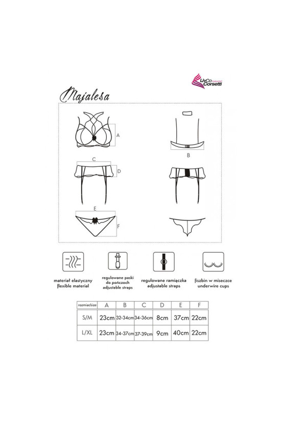 LIVCO CORSETTI FASHION - MAJALESA LC 90526 REGGISENO + REGGISENO + SLIP NERO