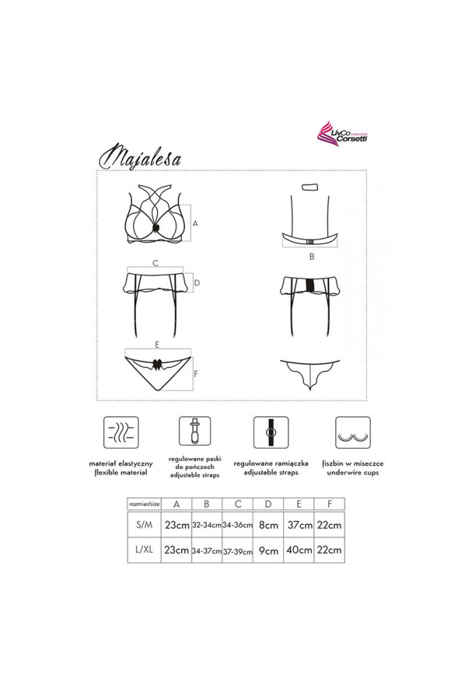LIVCO CORSETTI FASHION - MAJALESA LC 90526 REGGISENO + REGGISENO + SLIP NERO