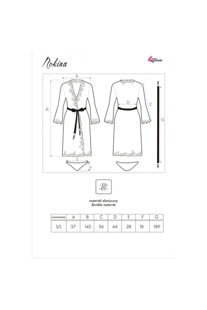 LIVCO CORSETTI FASHION - NOKINA LC XG055 VESTAGLIA + PANTY NERO TAGLIA UNICA