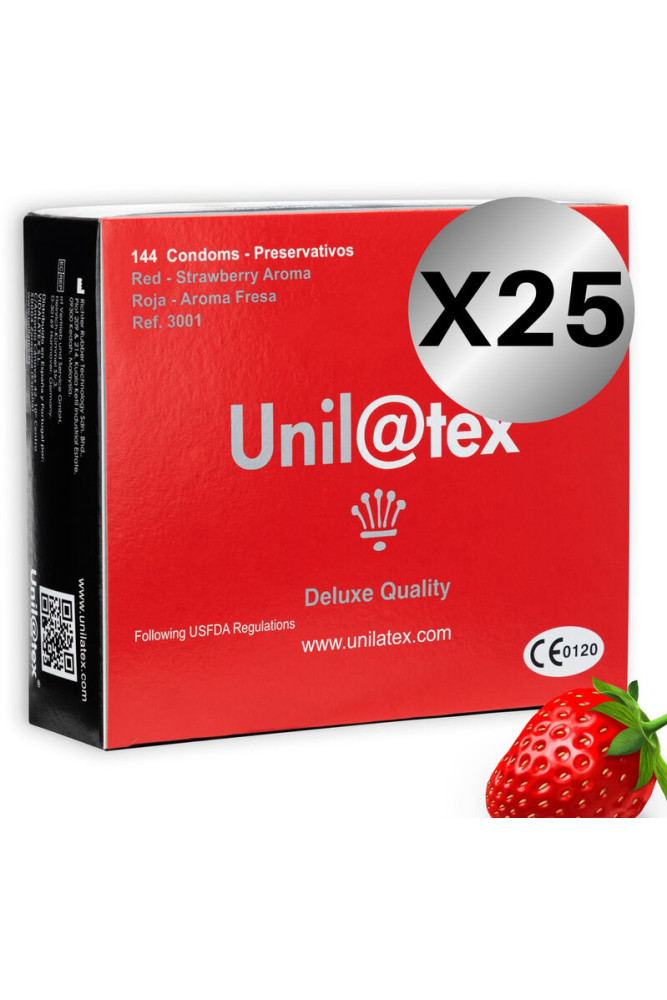 UNILATEX - CONSERVANTI UNILATEX ROSSO / FRAGOLA CONFEZIONE 25 X 144 UNITÀ