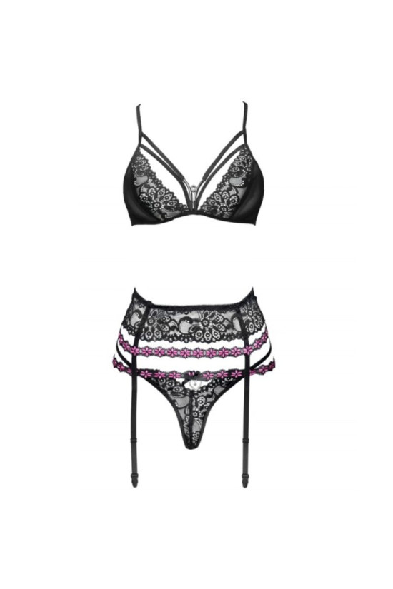 LIVCO CORSETTI FASHION - SNEHANA LC 90443 REGGISENO + REGGISENO + SLIP NERO