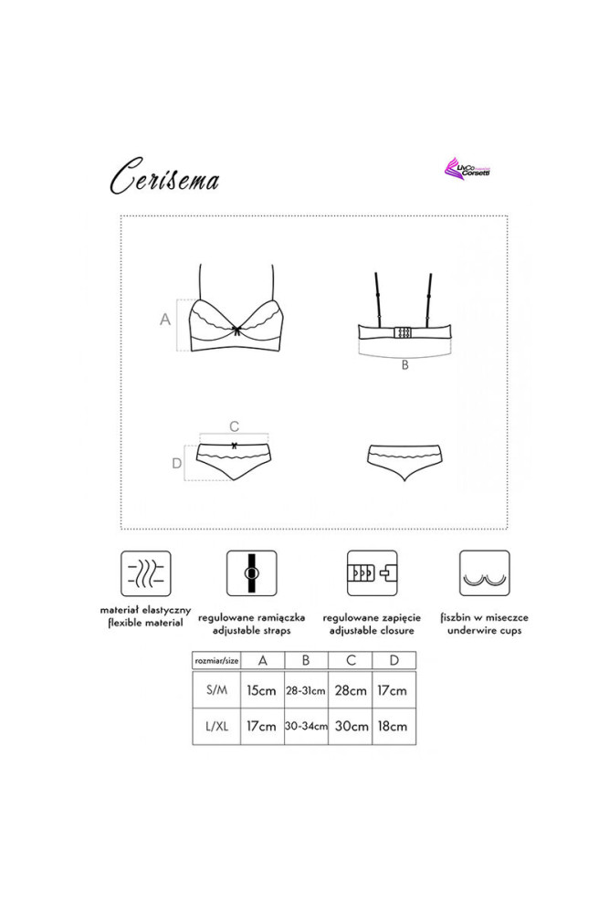 LIVCO CORSETTI FASHION - CERISEMA LC 21005 REGGISENO + SLIP CORALLO S/M