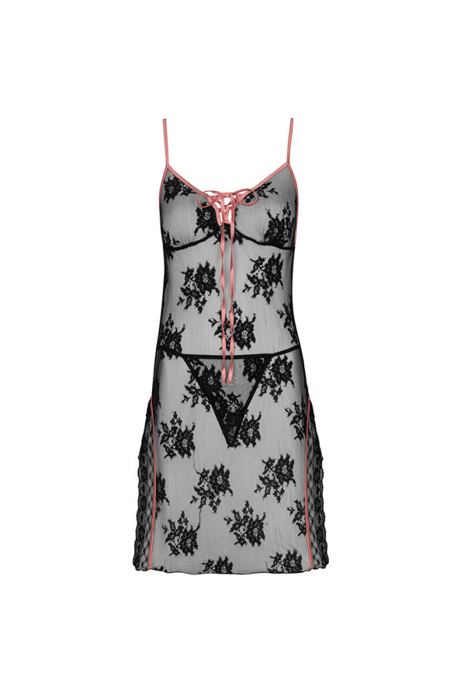 LIVCO CORSETTI FASHION - KARONIN LC 90628 CAMICIA + PANTY NERO L/XL