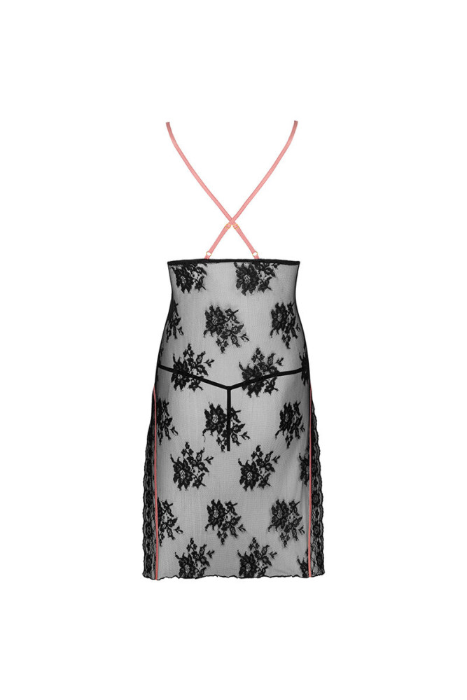 LIVCO CORSETTI FASHION - KARONIN LC 90628 CAMICIA + PANTY NERO L/XL