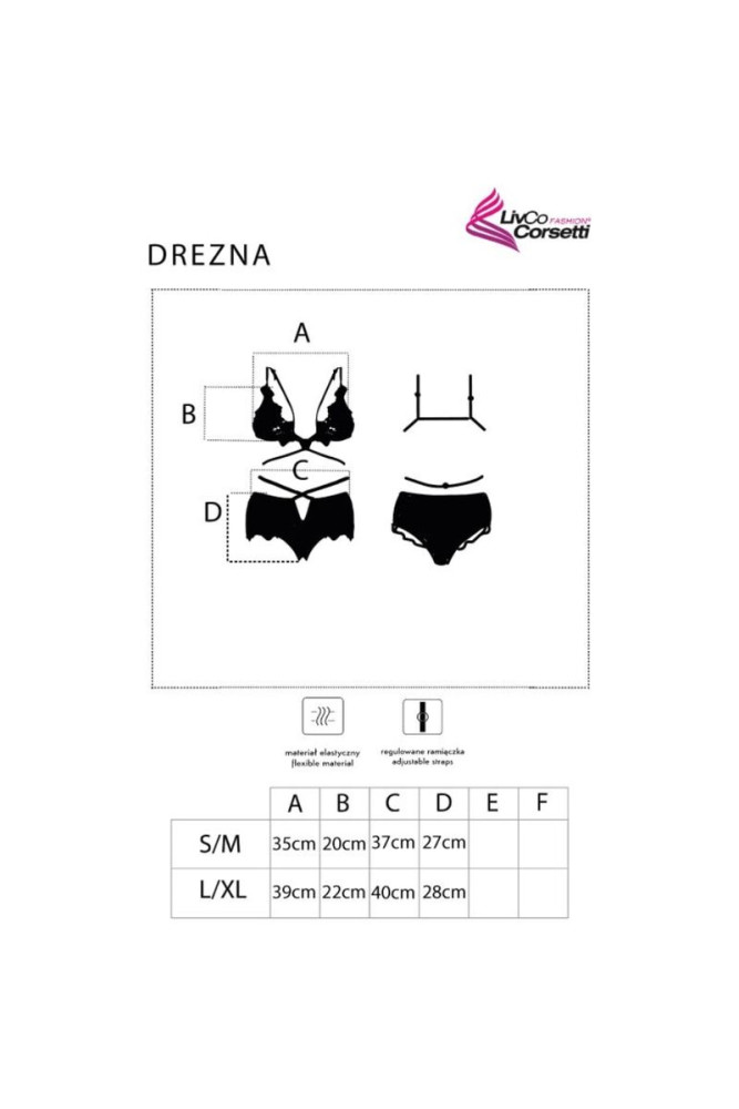 LIVCO CORSETTI FASHION - DREZNA LC 90733 REGGISENO + SLIP NERO L/XL