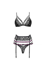 LIVCO CORSETTI FASHION - SNEHANA LC 90443 REGGISENO + REGGISENO + SLIP NERO L/XL
