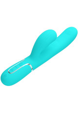 PRETTY LOVE - VIBRATORE MULTIFUNZIONE PERLITA 3 IN 1 G-SPOT VERDE ACQUA