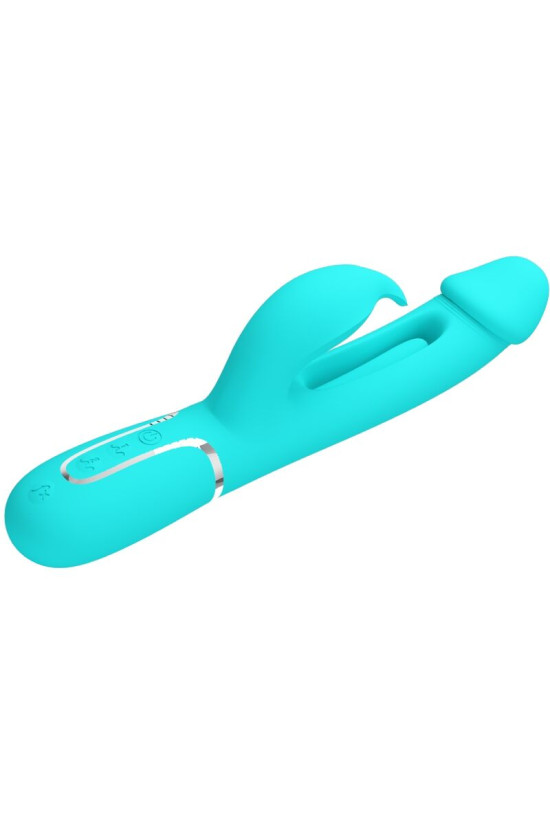 PRETTY LOVE - VIBRATORE DEJON RABBIT 3 IN 1 MULTIFUNZIONE VERDE ACQUA