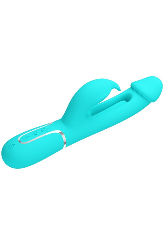 PRETTY LOVE - VIBRATORE DEJON RABBIT 3 IN 1 MULTIFUNZIONE VERDE ACQUA