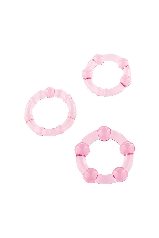 SEVEN CREATIONS - SET DI TRE ANELLI PER PENE ROSA