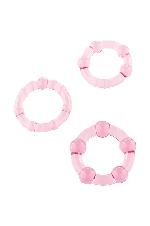 SEVEN CREATIONS - SET DI TRE ANELLI PER PENE ROSA